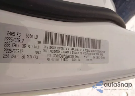 2018 Dodge Journey Se z USA, uszkodzony, nr VIN 3C4PDCAB7JT208983